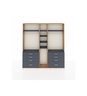 Arges Gardrop 8 Raflı 8 Çekmeceli 3 Askılı 220x30x243 Çam-Antrasit