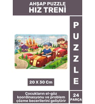 Premium Eğlenceli Eğitici Görsel Algı Problem Çözme Becerisi Çocuk Puzzle 24 Parça HIZ TRENİ