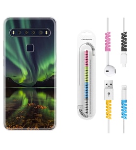 TCL 10L 10 Plus 10SE 20E 20SE 30SE L7 Kılıf Kablo Koruma Spiral Silikon Kuzey Işıkları 1327