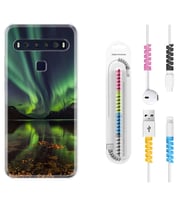 TCL 10L 10 Plus 10SE 20E 20SE 30SE L7 Kılıf Kablo Koruma Spiral Silikon Kuzey Işıkları 1327