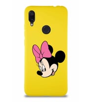 Xiaomi Redmi Note 7 Soft Premier Kapak Minnie Mouse-B Tasarımlı Silikon Kılıf - Sarı (Şeffaf)
