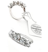 swarovski taşlı gümüş beş taş yüzük