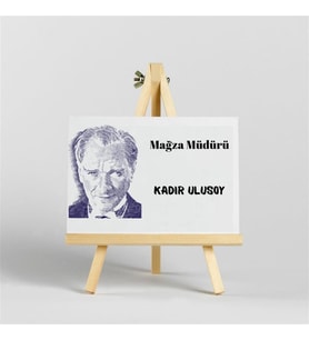 Kişiye Özel Atatürk Tasarımlı İroka Ayaklı Masa Üstü İsimlik