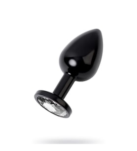 Metal Şeffaf Taşlı Siyah Plug Orta Boy