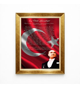 Tablore Atatürk Gençliğe Hitabe Tablo - Türk Bayrağı Temalı Altın Çerçeveli