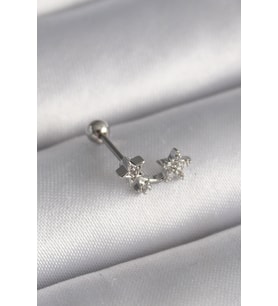 316L Çelik Gümüş Renk Zirkon Taşlı Yıldız Tragus Piercing TJ-PR1245