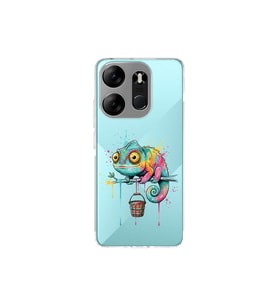 Tecno Spark Go 2023 ile Uyumlu Splash Bukalemun Tasarımlı Şeffaf Silikon Kılıf