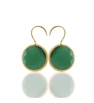 Kadir Jewellery 22 Ayar Altın Kaplama Kadın Taşlı Küpe -El İşçiliği Ve Hipoalerjenik Küpe (K.Yeşil)