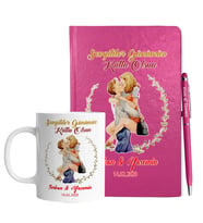 Sevgililer Gününe Özel Pembe Defter Kalem & Kupa Hediye Seti 26