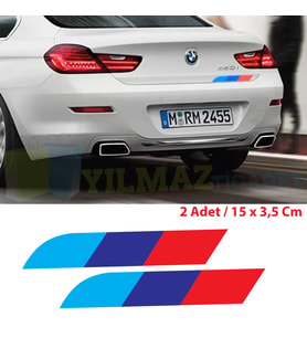Bmw M Logo Marşpiyel Kapı Altı Tampon Bagaj Oto Sticker 2 Adet 15 X 3,5 Cm