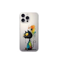 iPhone 16 Pro Max ile Uyumlu Splash Kedi Tasarımlı Şeffaf Silikon Kılıf
