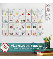 Resimli Türkçe Alfabe, Yüzeye Zarar Vermeyen Sihirli Akıllı Kağıt Yazı Tahtası, Alfabe Öğreniyorum