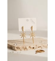 Gold Renk Kutup Yıldızı Model Zirkon Taşlı Kadın Küpe TJ-BKP12112