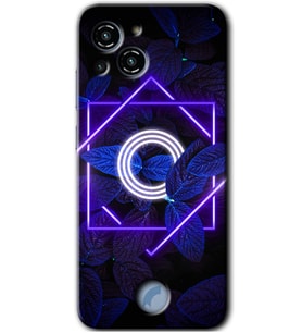 Reeder S23 Pro Max Kılıf HD Desen Baskılı Arka Kapak - Dark Neon Yaprak O Harfi