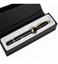 Kişiye Özel İsim Baskılı Siyah Gold Detaylı Kutulu Roller Kalem