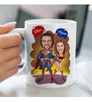 Kişiye Özel Karikatürlü Her Konuda Kahraman Çiftler Kupa Bardak