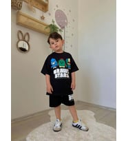 ERKEK ÇOCUK BRAWL STARS PAMUK ŞORTLU TAKIM (Siyah)