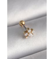 316L Çelik Gold Renk Zirkon Taşlı Çiçek Model Tragus Piercing