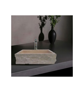 Hale Traverten Dışı Doğal Patlatma Batarya Çıkışlı Lavabo-269
