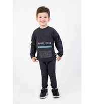 Erkek Çocuk Travel Club Baskılı Eşofman Takımı (Koyu Gri)