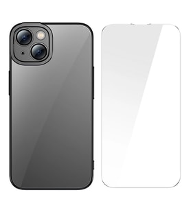 Baseus Glitter iPhone 14 Plus 6.7 Renkli Kenar Silikon Kılıf + Tempered Ekran Koru - HUOBPS4729-8