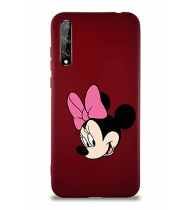 Huawei P Smart S Soft Premier Kapak Minnie Mouse-B Tasarımlı Silikon Kılıf - Mürdüm (Şeffaf)