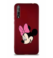 Huawei P Smart S Soft Premier Kapak Minnie Mouse-B Tasarımlı Silikon Kılıf - Mürdüm (Şeffaf)