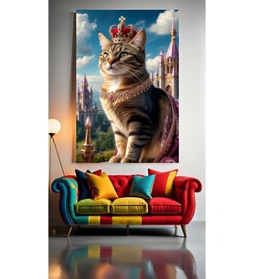 KRALİÇE KEDİ 2 Ev Duvar Salon Güzellik Salonu Ofis Dükkan Dekarasyon Kanvas Tablo (Çok Renkli)
