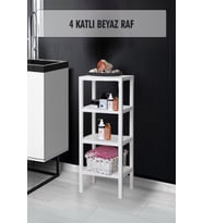 4 Katlı Beyaz Raf Kitaplık Banyo Düzenleyicisi 100 cm