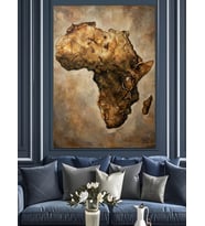 Altın Rengi Afrika Haritası Dokusu Dekoratif Kanvas - Mdf Ahşap Tablo