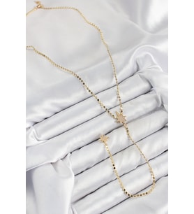 Pirinç Zirkon Taşlı Ezme Zincirli Kutup Yıldızı Model Gold Renk Y Kolye 5886 - SSSSSS5388-360