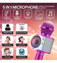 Mikrofonlu Karaoke Bluetooth Hoparlör Çocuklar İçin Şarj Edilebilir Taşınabilir Ses Değiştirici Kablosuz Bluetooth Mikrofon Siyah