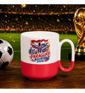BK Gift Paraguay Taraftar Temalı 2026 Dünya Kupası Tasarımlı Kırmızı Joyful Kupa Bardak
