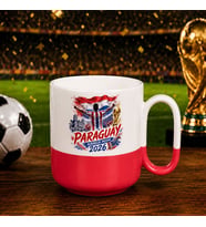 BK Gift Paraguay Taraftar Temalı 2026 Dünya Kupası Tasarımlı Kırmızı Joyful Kupa Bardak