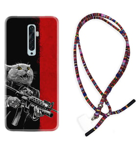 Oppo Reno 2Z 4 Lite 4 Pro 5 6 7 A31 Kılıf Boyun Asklı Rasta Silikon Çılgın Kedi 1674