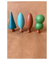Ahşap Waldorf Orman Seti - 4'lü Ağaç Seti Ahşap Eğitsel  Oyuncak (Pastel Yeşil)
