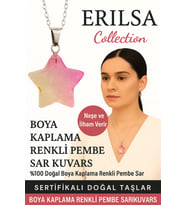 Sertifikalı Yıldız Model Boya Kaplama Renkli Pembe Sarı Kuvars Doğal Taş Kolye (Çok Renkli)