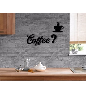 BK Home Coffee Tasarımlı Ahşap Duvar Yazısı (Siyah)