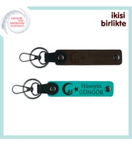 Öğretmene Teşekkür Hediyesi – Çocuk Ve Ayyıldız Temalı İsimli Anahtarlık Set, Koyu Kahve-Turkuaz