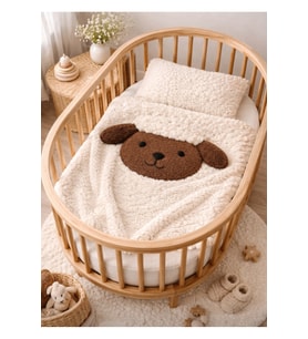 Kuzu Bebek Battaniyesi ve Yatak Örtüsü Beyaz Renk Dışı Teddy (İçi welsoft)