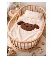 Kuzu Bebek Battaniyesi ve Yatak Örtüsü Beyaz Renk Dışı Teddy (İçi welsoft)