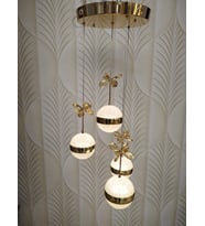 Şık Tarz Modern LED Avize Gold Ledli Salon Avizesi Kelebek Taşlı