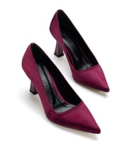 Kadın Bordo Saten Sivri Burun İnce Topuklu Stiletto