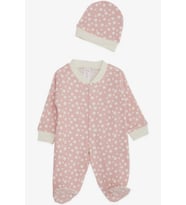 Breeze Kız Bebek Patikli Tulum Puantiye Desenli 0-3 Ay-6 Ay, Pembe