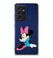 Samsung Galaxy S21 Ultra Soft Premier Kapak Minnie Mouse-E Tasarımlı Silikon Kılıf - Lacivert (Şeffaf)