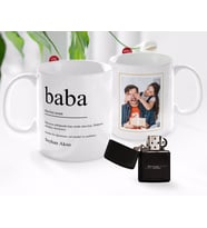 BK Gift Kişiye Özel Babalar Günü Hediyesi Fotoğraflı Kupa Bardak ve Benzinli Çakmak Seti-15 (Model 1)