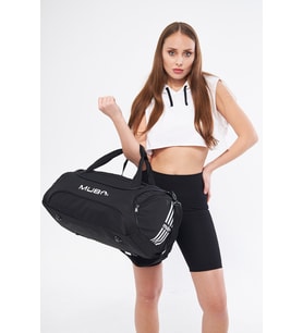 MUBO Orijinal Unisex 3 Bölmeli Önü Fermuarlı Uzun Askılı Geniş Hacimli Seyahat Fitness Spor Çantası 041 (Siyah)