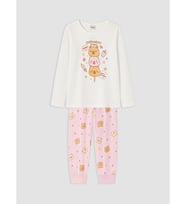 LCW Kids Ekru Bisiklet Yaka Kız Çocuk Pijama Takım