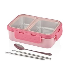 VAGONLİFE 700 ML 2 BÖLMELİ PASLANMAZ ÇELİK LUNCHBOX PEMBE