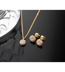 925 Ayar Gümüş Nisan Ayı Doğum Taşı ( Diamond ) Kolye - Küpe Seti